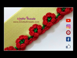 How to Crochet Beautiful Flower Design Border | Saree Tassels |Latest Creation|www.knottythreadz.com