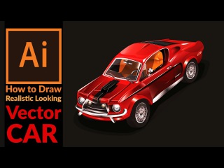Drawing a Old School Racing Car in Adobe Illustrator - Fast draw concept Stitch to vector