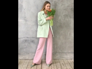 А в душе весна..🌷🌷🌷 Нежный образ с укороченным пальто фисташкового цвета и розовыми брюками широкими от бедра.🌷🌷🌷 💻 Интернет-маг