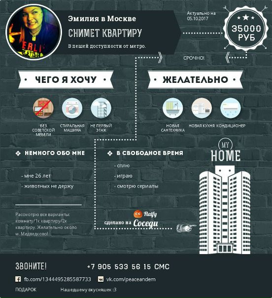 Всем привет :3 Ищу 1к квартиру/2к квартиру/комнату, можно с соседом/соседкой/соседями в Москве, в пешей доступности от метро, предпочтительно м.Медведково. <br>Рассмотрю все варианты! - фото Фото: Всем привет :3 Ищу 1к квартиру/2к квартиру/комнату, можно с соседом/соседкой/соседями в Москве, в пешей доступности от метро, предпочтительно м.Медведково. <br>Рассмотрю все варианты!