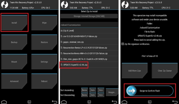 Так выглядит TWRP Recovery