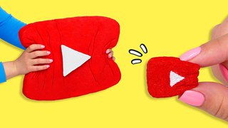ОГРОМНЫЙ И МИНИ АНТИСТРЕСС СКВИШИ КНОПКА ЮТУБ | DIY YOUTUBE PLAY BUTTON SHQUISHY