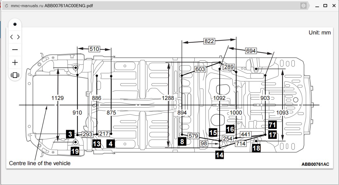Mitsubishi Outlander III - кузовные размеры | «Челябинские распорки»