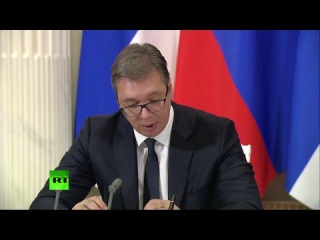 Point presse du président russe Vladimir Poutine et de son homologue serbe Aleksandar Vucic
