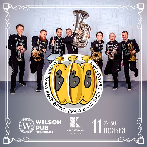 Афиша Краснодар 11 ноября - BREVIS BRASS BAND WilsonPub