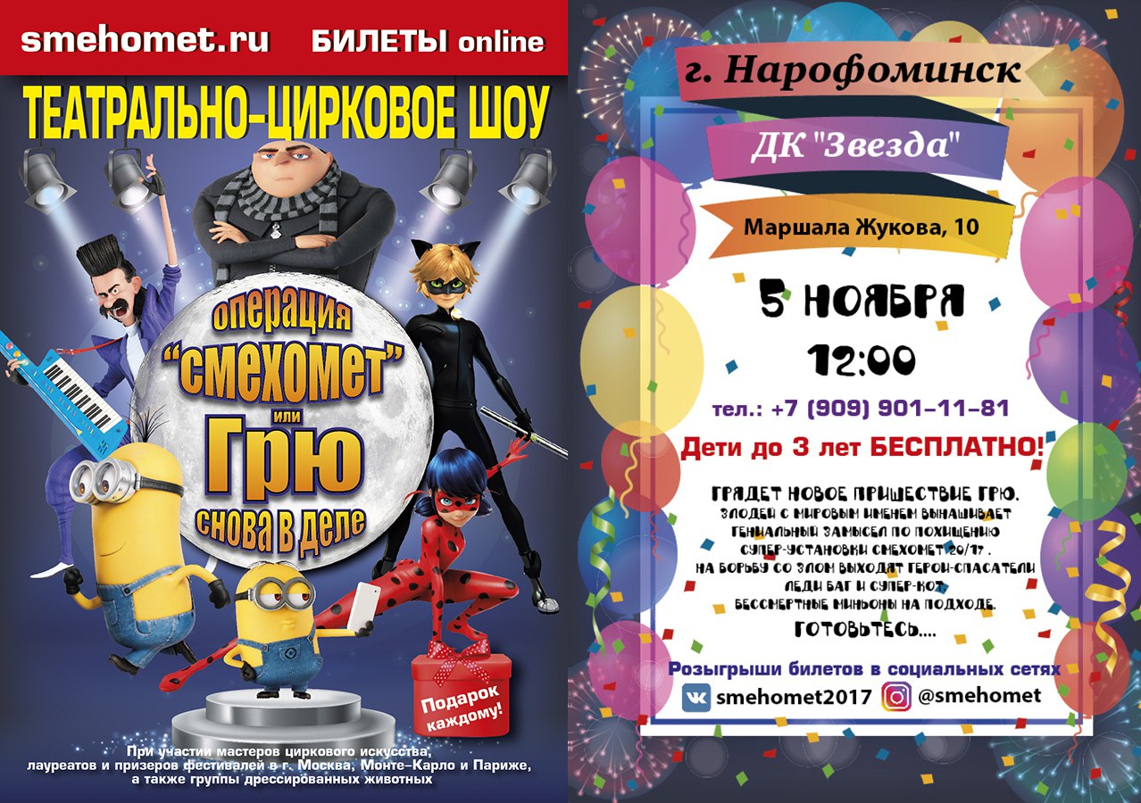 Афиша Наро-Фоминск 5 ноября г. Нарофоминск ДК "Звезда"