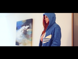 British girl Lucy Vixen Sexy BTS in blue hoody