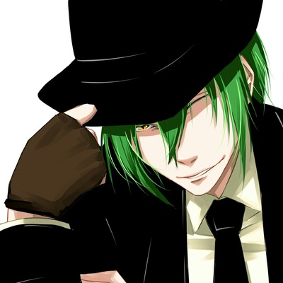 Anime boy with green hair