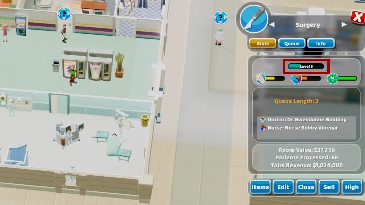 Престиж палаты в Two Point Hospital