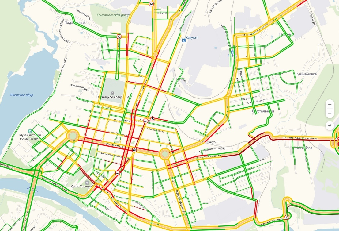 Карта калуги пробки онлайн