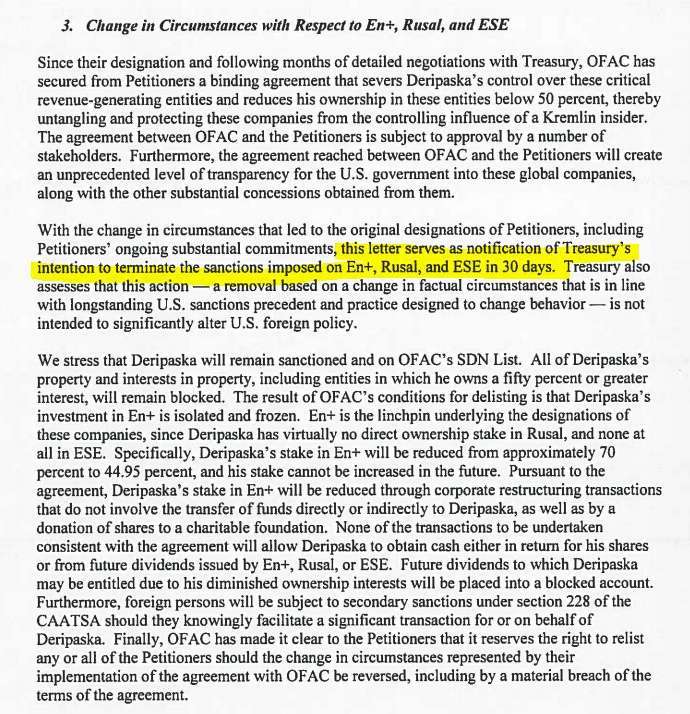 Наиболее приятным событием на неделе стала новость о грядущем снятии санкций с Русала и En+
