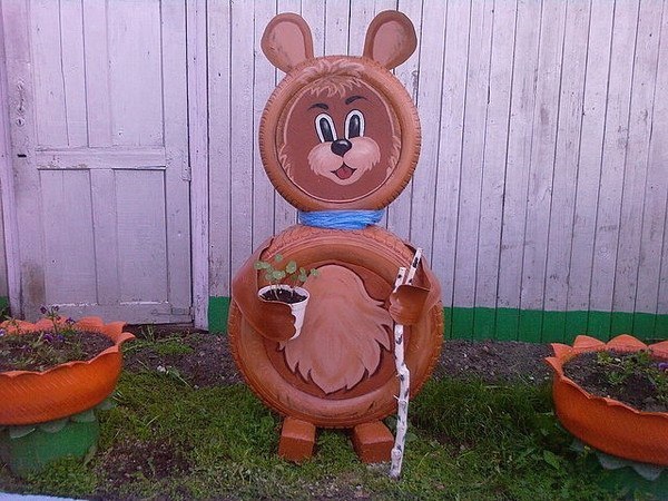 имейте поделка из покрышек медведь скрасим