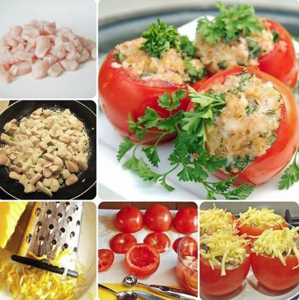 Помидоры фаршированные курицей 