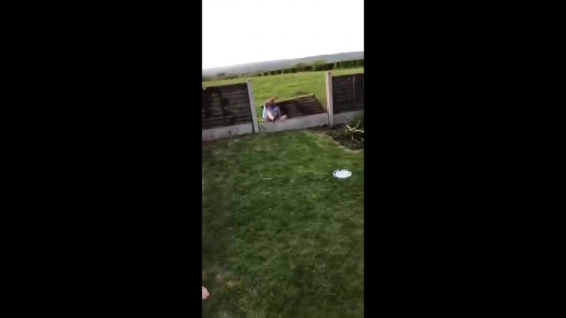 Lad smashes through garden fence