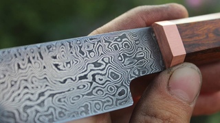 Knifemaking ~ Damascus Sujihiki kitchen knife (forged using a flypress)