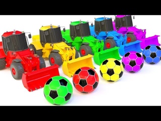 Collection Video : Colors for Children to Learn With Bulldozer Truck - Street Vehicles -Soccer Ball