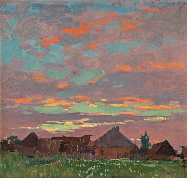 Михаил Маркелович Гужавин(1888 - 1929) Родился в д.Гужавино Вятской губернии. Учился в АХ (ВХУ при АХ) с 1911 по 1917 у Н.Н. Дубовского. В 1917 за пейзаж «Тихая ночь» получил звание художника,