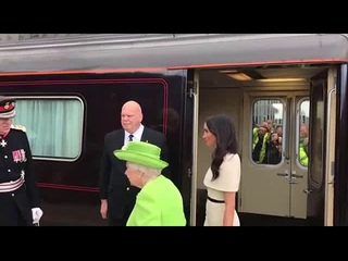 The Queen and Meghan Markle arrive in Cheshire by Royal Train