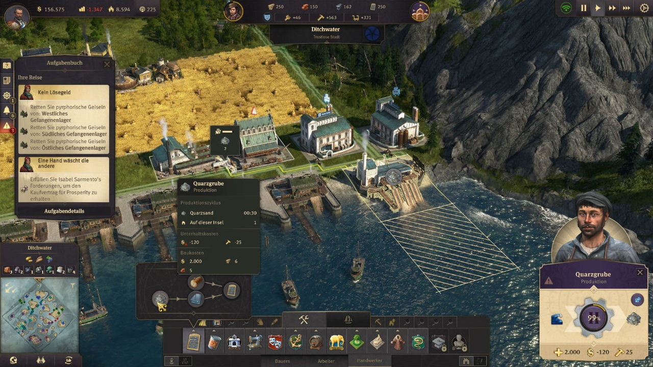 Добыча кварцевого песка в Anno 1800