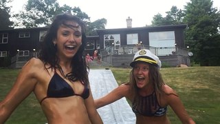 Nina Dobrev on Instagram: “In retrospect... We should have gotten a kiddie pool to put at the bottom of our home made slip and slide. Hindsight is ...