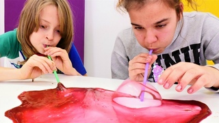 Çocuk videosu. Sema ve Arseny ile slime şişirme challenge.