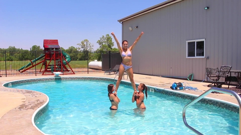 CHEER AND GYMNASTICS AT THE POOL!