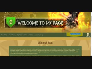 Army theme myfreecams profile design - template preview