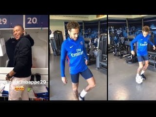 Neymar Jr and kylian mbappe at Camp des Loges Paris