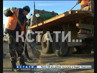 Ямочный ремонт в Дальнеконстантиновском районе выполняют засыпая ямы песком