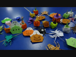 Клуб оригами 折り紙のクラブ (фигурки тыквы и паука)