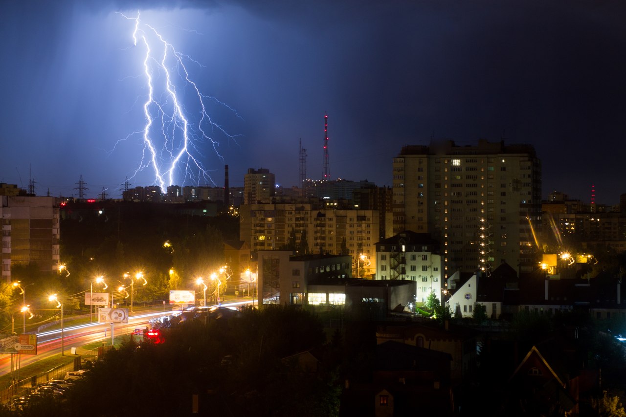 Гроза в Самаре. 20 мая 2018 ночные фото гроза молния
