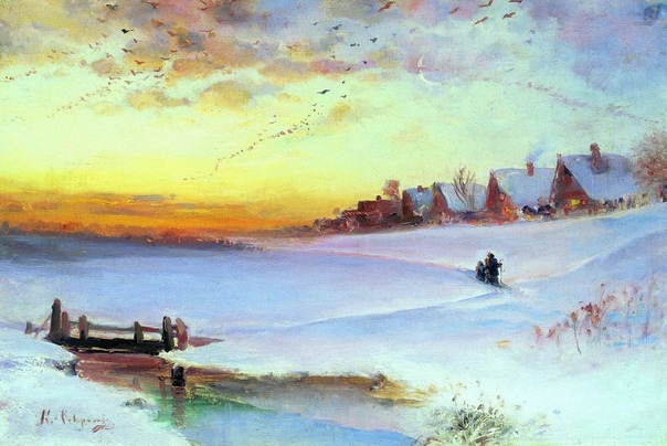 История одного шедевра. «Зимний пейзаж» (Оттепель), Алексей Кондратьевич Саврасов 1890-е. Холст, масло. Размер: 36 х 54 см.Ивановский областной художественный музейИвановоКартина ярчайшего