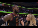 LeBron James after the game finding out about the horrible news of Erin Popovichs passing
