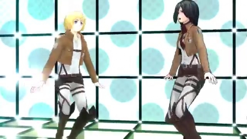 【進撃のMMD】兵長&幼馴染3人でマイルームディスコナイト【修正版】