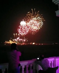 Celebratory fireworks seen outside the Umaid Bhawan Palace as Priyanka and Nick