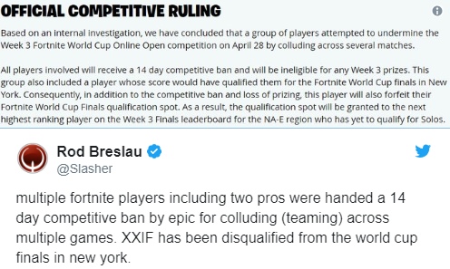xxif byl diskvalificirovan s chempionata mira a vot dvoe drugih igrokov otdelalis lish 14 dnevnym banom a znachit teoreticheski oni vse eshyo imeyut shansy - fortnite xxif