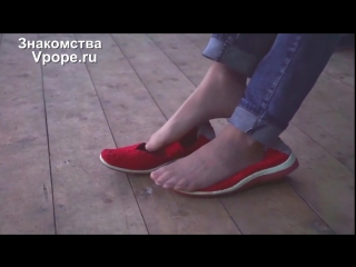 Shoeplay in ballet flats and candid nylon feet (Ножки, Фетиш, Фут, Foot, Fetish, Чулки, Legs, Секси)