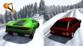 КТО ПРОЕДЕТ НА ЛЕТНЕЙ РЕЗИНЕ ЗИМНИЙ СПУСК? - BEAMNG DRIVE