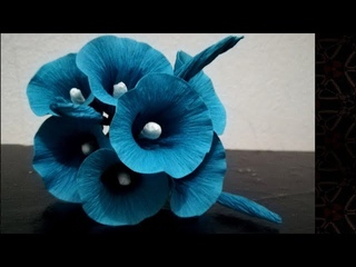 How To Make Morning Glory Flowers From Crepe Paper // Morning Glory Paper Flowers - Malayalam