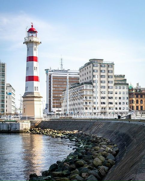 Malm inner lighthouse and the University bridge  God morgon 