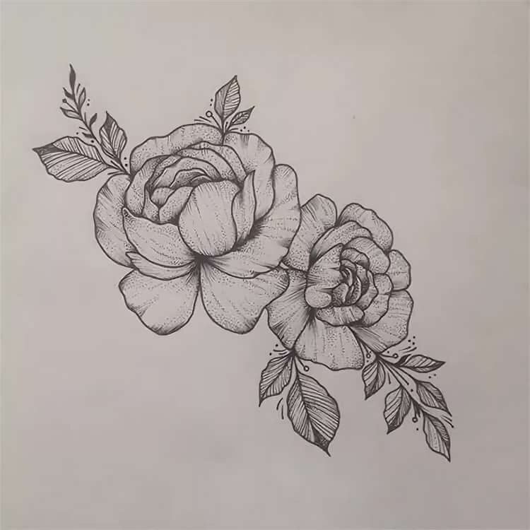 Пионы тату на ключице эскизы