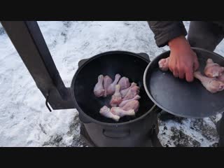 ГЕДЛИБЖЕ ИЛИ КУРИЦА ПО-КАБАРДИНСКИ В КАЗАНЕ НА КОСТРЕ