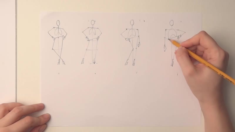 Fashion poses in pencil