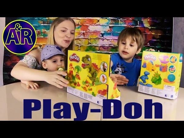 Play doh динозавры. лепим и играем