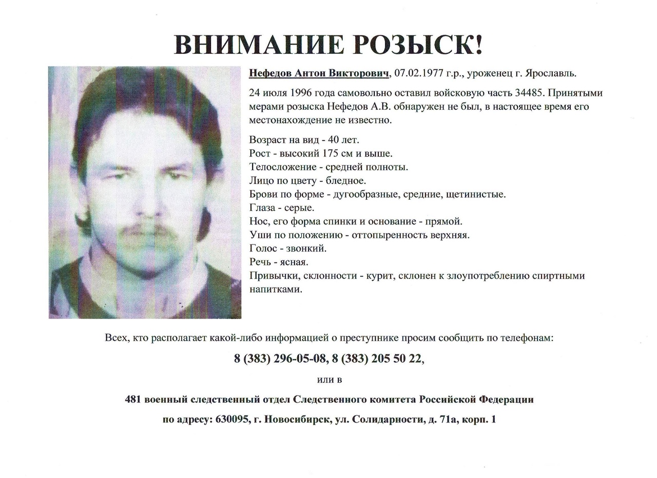 План розыска военнослужащих самовольно оставивших воинскую часть