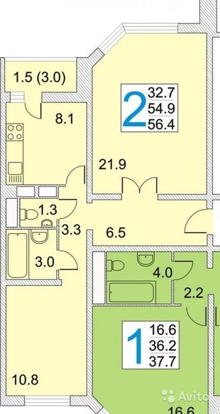 Продаю СВОЮ 2-х комнатную не торцевую квартиру 56.4кв.м.<br>Зал (эркер) 21.9, комната 10.8, кухня 8.1.<br>Без ремонта.<br>Адрес: Московская область, Домодедово, улица Курыжова, 30.<br>В собственности, ключи получены, один взрослый собственник, документы подготовлены.<br>Квартира расположена в ближайшем к ул.Курыжова подъезде на 13-ом этаже 14-ти этажного дома и имеет прекрасный вид (на поля) у двух комнат.<br>Магазины, транспорт, в пешей доступности.<br>30 мин. до ст. м. Домодедовская на общественном транспорте. 7-15 мин пешком до ст. электропоезда Взлётная.<br>3.65 млн. - фото Фото: Продаю СВОЮ 2-х комнатную не торцевую квартиру 56.4кв.м.<br>Зал (эркер) 21.9, комната 10.8, кухня 8.1.<br>Без ремонта.<br>Адрес: Московская область, Домодедово, улица Курыжова, 30.<br>В собственности, ключи получены, один взрослый собственник, документы подготовлены.<br>Квартира расположена в ближайшем к ул.Курыжова подъезде на 13-ом этаже 14-ти этажного дома и имеет прекрасный вид (на поля) у двух комнат.<br>Магазины, транспорт, в пешей доступности.<br>30 мин. до ст. м. Домодедовская на общественном транспорте. 7-15 мин пешком до ст. электропоезда Взлётная.<br>3.65 млн.