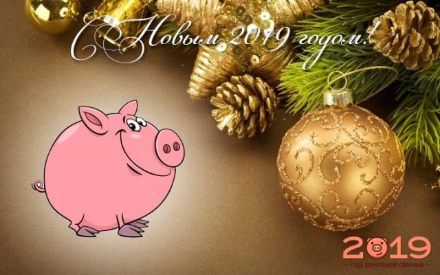 Картинки с Новым годом 2019 Свиньи: колоритные открытки с поздравлениями