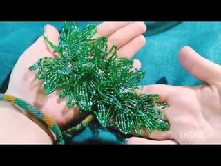 Веточка плюща / винограда из бисера своими руками. МК по бисероплетению.