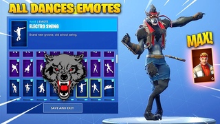 *NEW* MAX TIER DIRE (BLACK WEREWOLF) SKIN SHOWCASE WITH ALL FORTNITE DANCES & EMOTES!