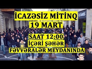 19 MART FƏVVARƏLƏR MEYDANINDA İCAZƏSİZ MİTİNQ CANLI